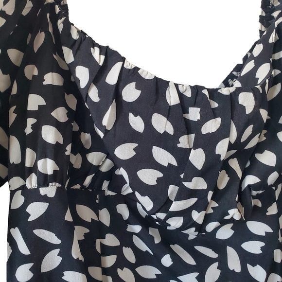 Pretty Little Thing Black White Seed Print Bow Tie Detail Sideslit Bodycon Dress - Picture 3 of 9